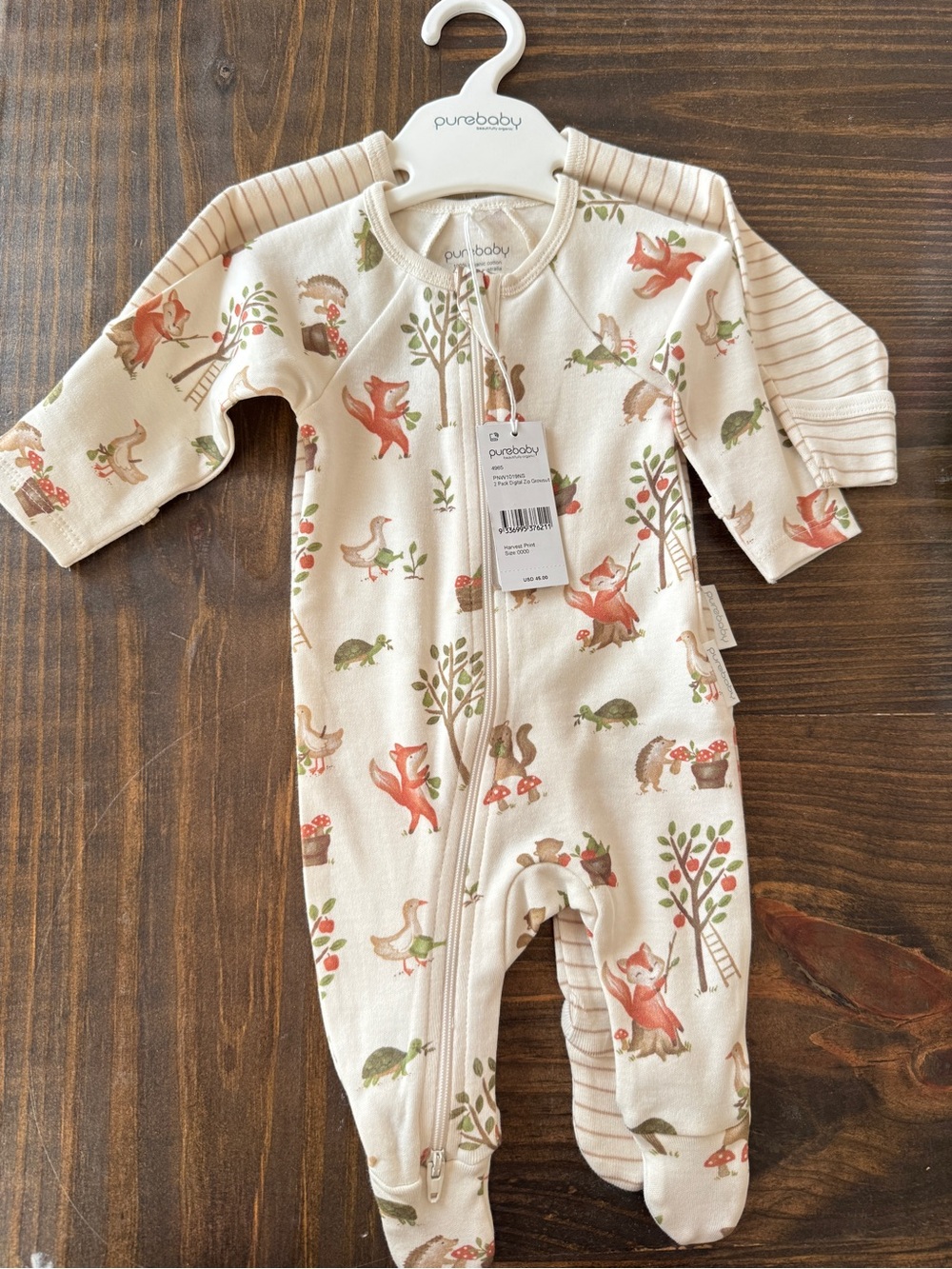 TWO Purebaby Fall Footies NB